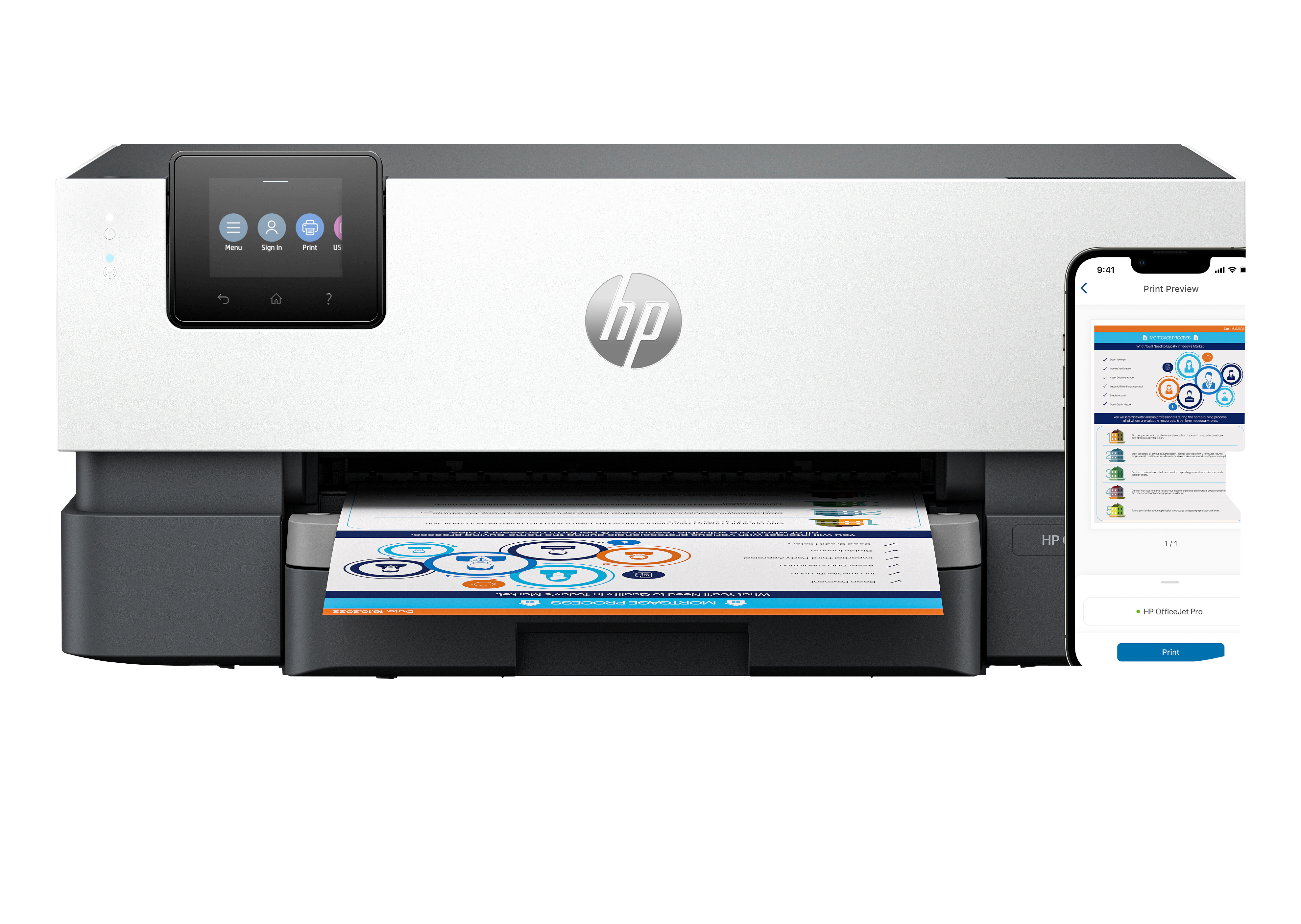 HP Officejet Pro 9110b Printer colour Duplex inkjet A4 1200x1200dpi 22ppm mono 18ppm colour 250sheets USB LAN WiFi Bluetooth 50 LE