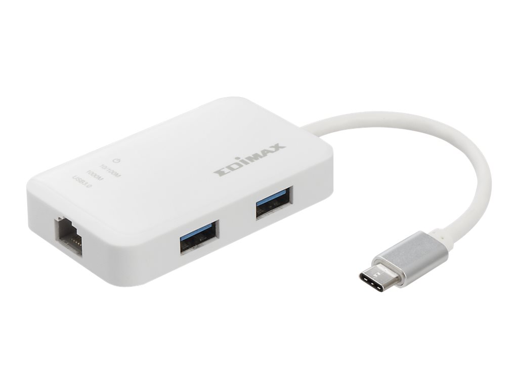 Edimax USB-C Hub auf 3 Port USB 3.0 + Gigabit Ethernet Anschluss Edimax USB-C Hub auf 3 Port USB 3.0 + Gigabit Ethernet Anschluss