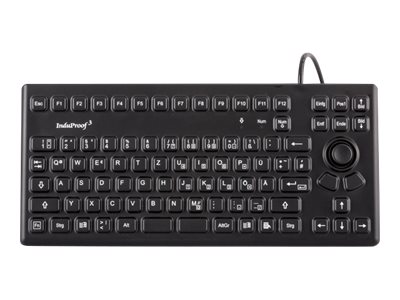 GETT InduProof3 Silikon Tastatur mit Maussteuerung IP68 wasserdicht desinfizierbar schwarz 86 Tasten Layout: DE