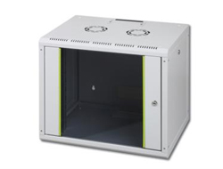 DIGITUS Wandschrank 48,3cm 19Zoll 12HE RAL 7035 grau montiert ohne Fachboden inkl.8xMontageschrauben-Set