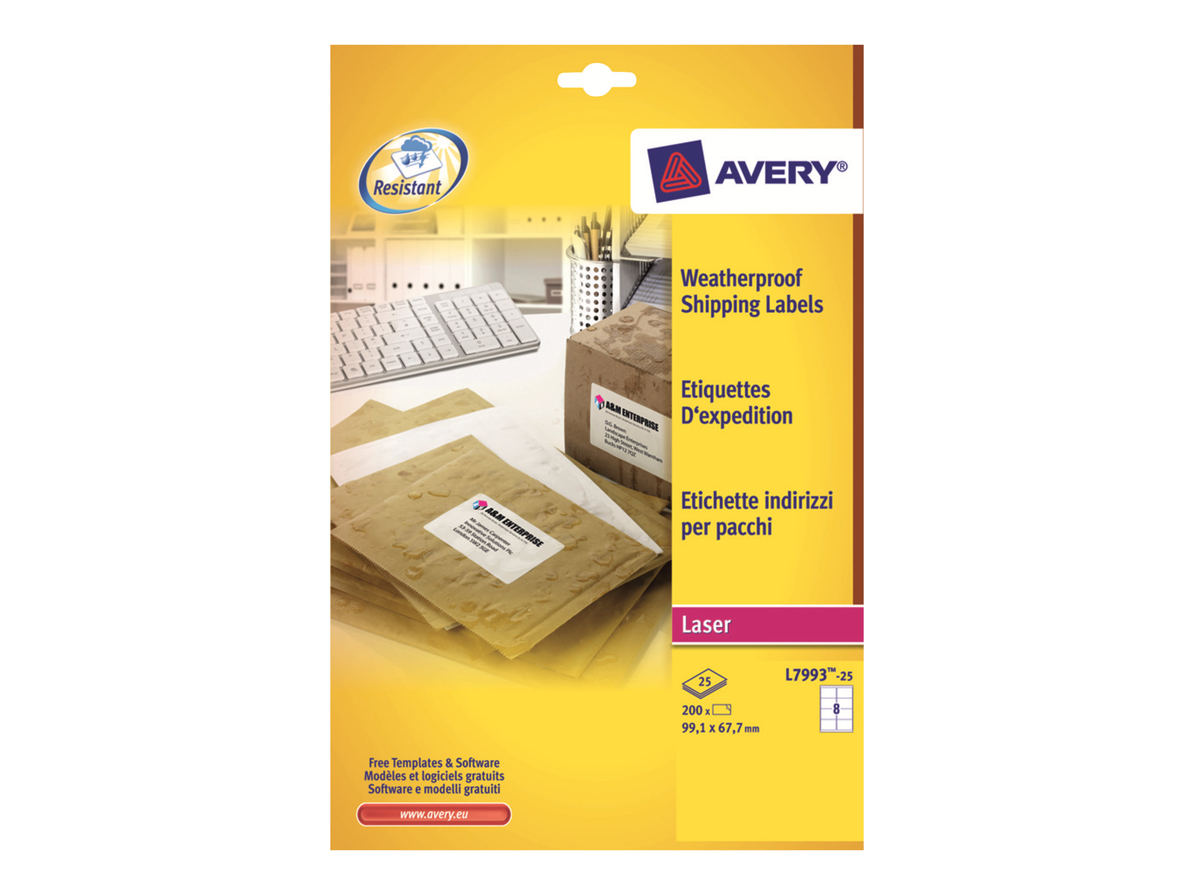 200 AVERY Zweckform Folien-Versandetiketten L7993-25 weiss 99,1 x 67,7 mm 200 AVERY Zweckform Folien-Versandetiketten L7993-25 weiss 99,1 x 67,7 mm