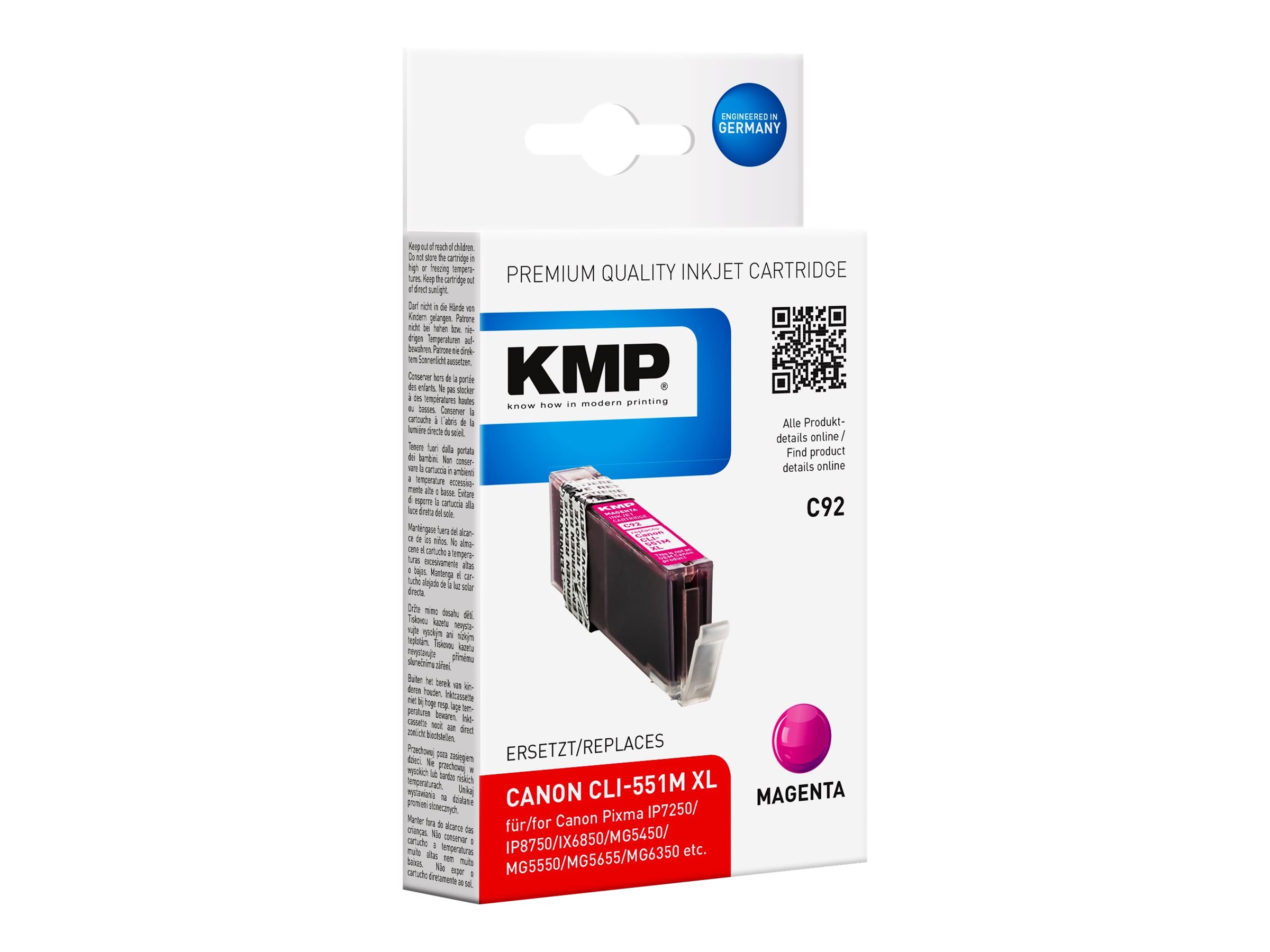 KMP C92 magenta Druckerpatrone kompatibel zu Canon CLI-551 XL M KMP C92 magenta Druckerpatrone kompatibel zu Canon CLI-551 XL M
