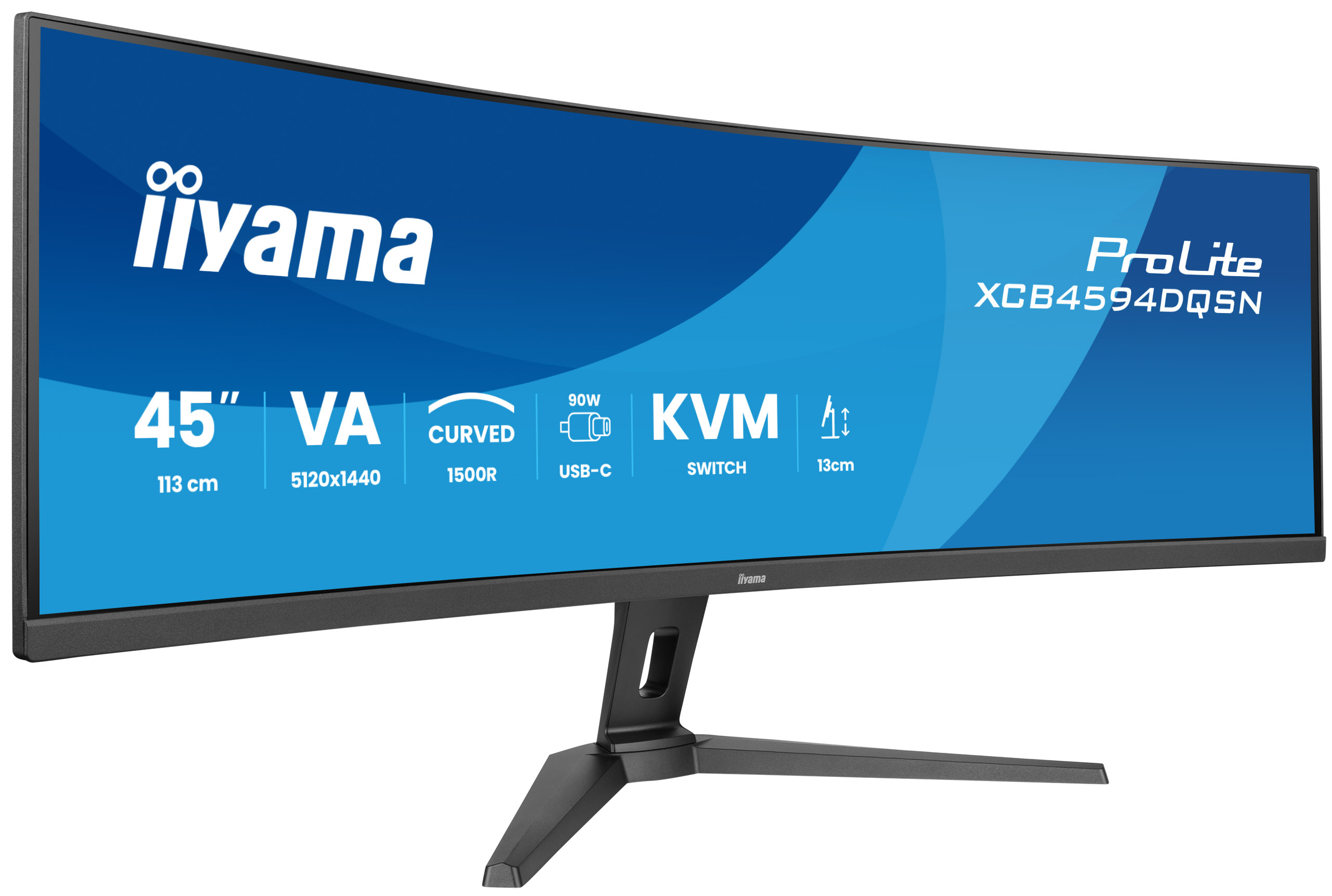 IIYAMA XCB4594DQSNB1 113,03cm 44,5Zoll ETE VA DQHD 165Hz 450cdm2 0,8ms MPRT Speakers USBC Dock DP 2xHDMI KVM 3xUSB32 13cm