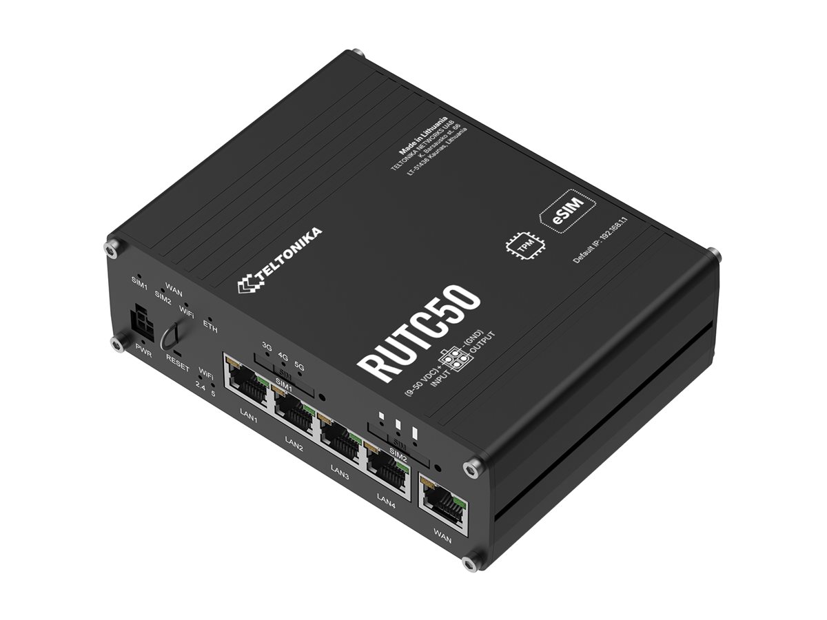 TELTONIKA NETWORKS RUTC50 V2 eSIM 5G4GLTE3G WiFi 6 Router