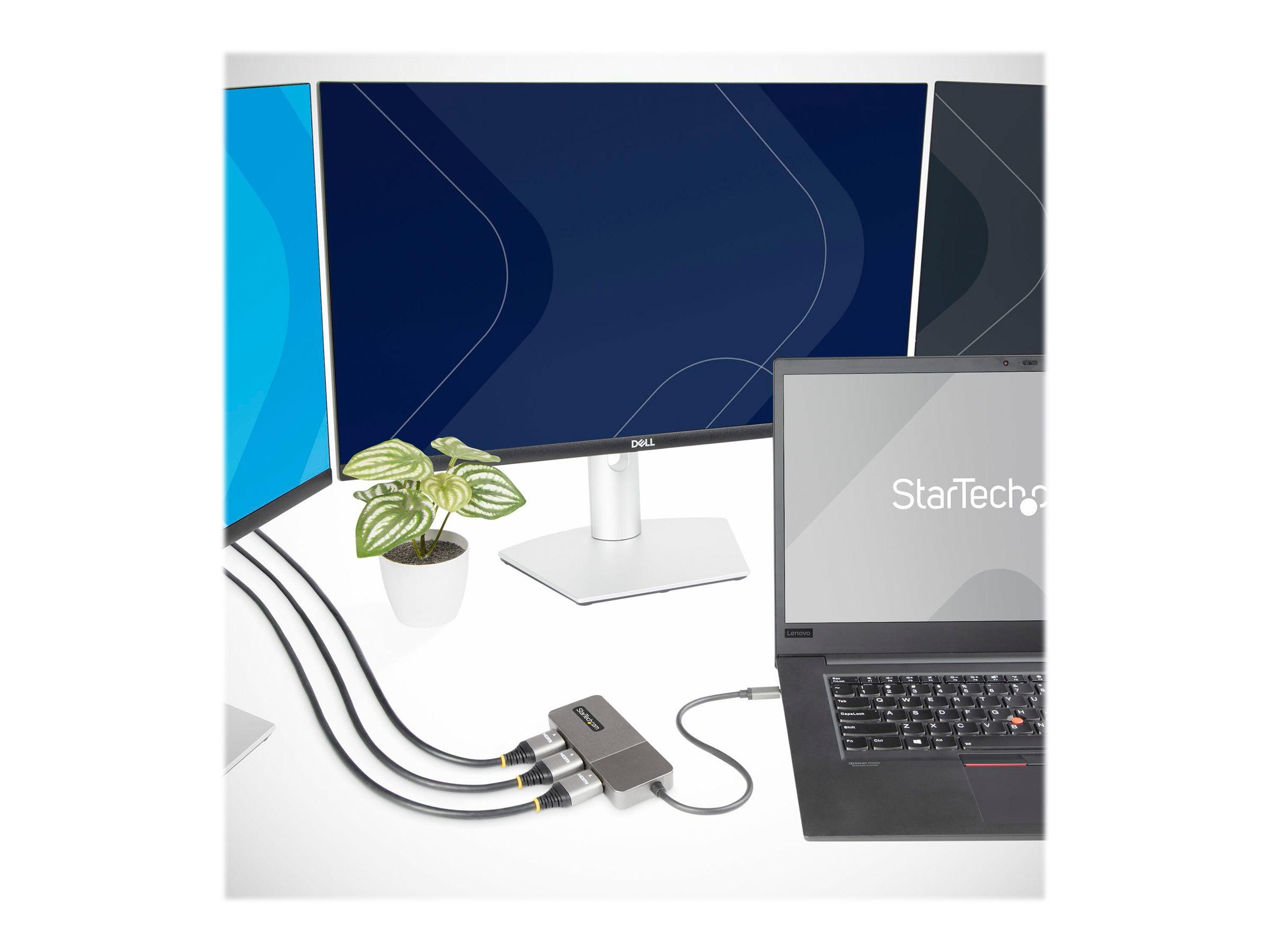 StarTech.com 3-Port USB-C MST Hub, USB Type-C to 3x HDMI Multi-Monitor Adapter for Laptop, Triple HDMI up to 4K 60Hz w/ DP 1.4 Alt Mode and DSC, HDR, 1ft (30cm) Cable, USB Bus-Powered - Multi-Stream Transport Hub (MST14CD123HD) - Video-/Audio-Splitter - 3