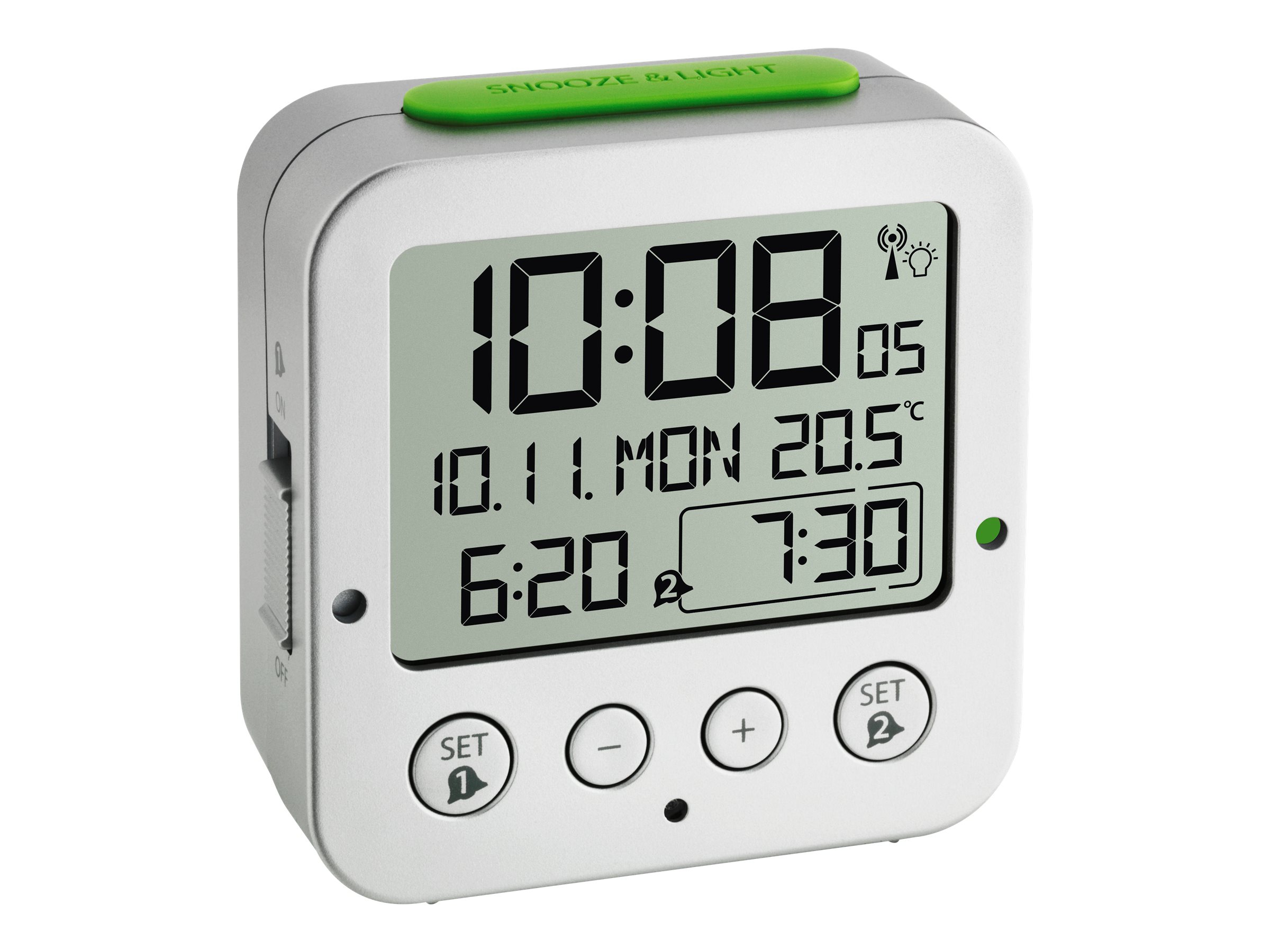 TFA® digitaler Funkwecker 60.2528.54 BINGO silber Kunststoff TFA® digitaler Funkwecker 60.2528.54 BINGO silber Kunststoff