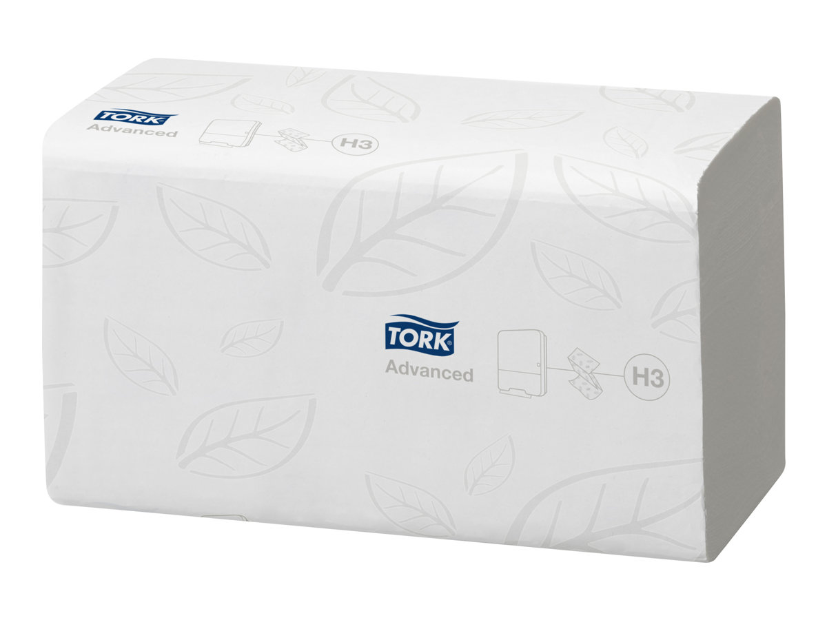 TORK PapierhandtÃ¼cher 290190 H3 Advanced schnellauflÃ¶send Zick-Zack-Falzung 2-lagig 3.750 TÃ¼cher