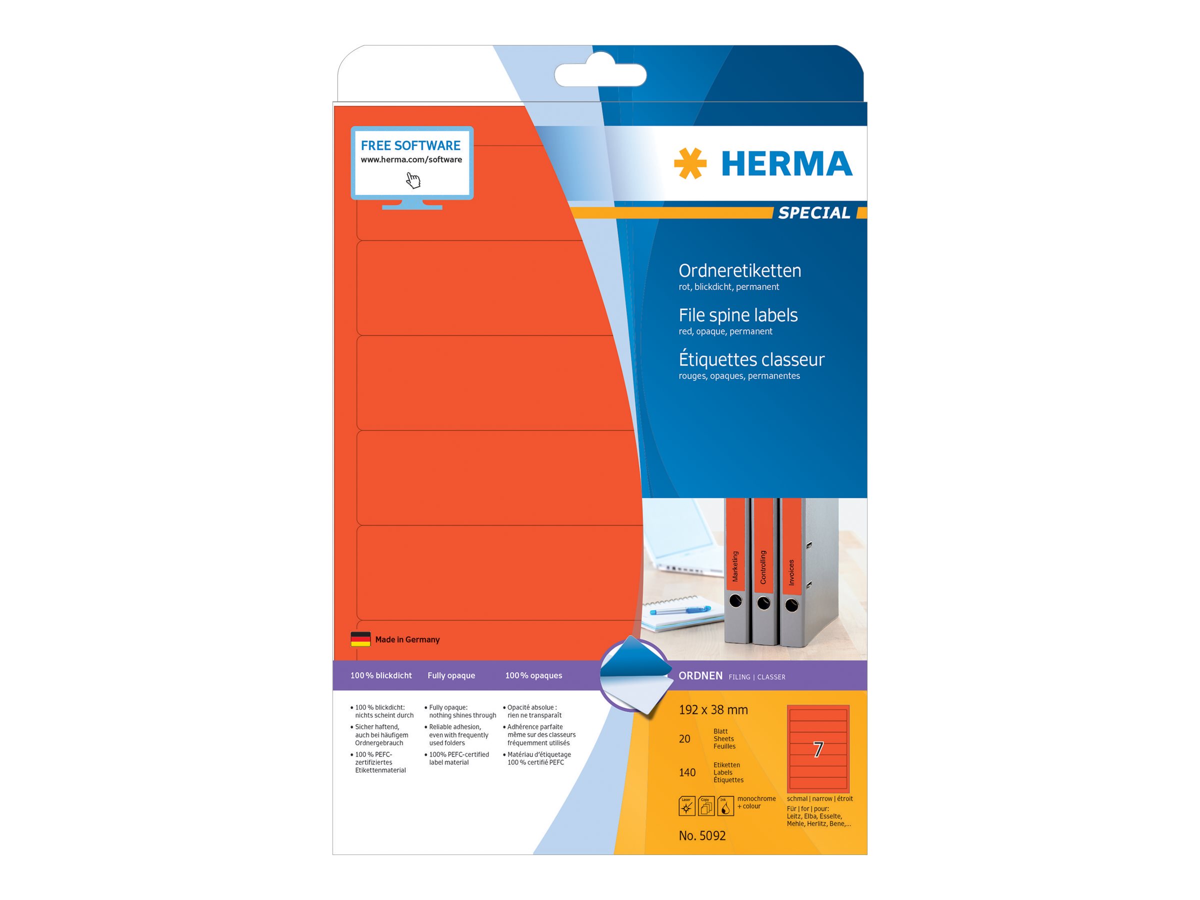 140 HERMA Ordneretiketten 5092 rot 140 HERMA Ordneretiketten 5092 rot