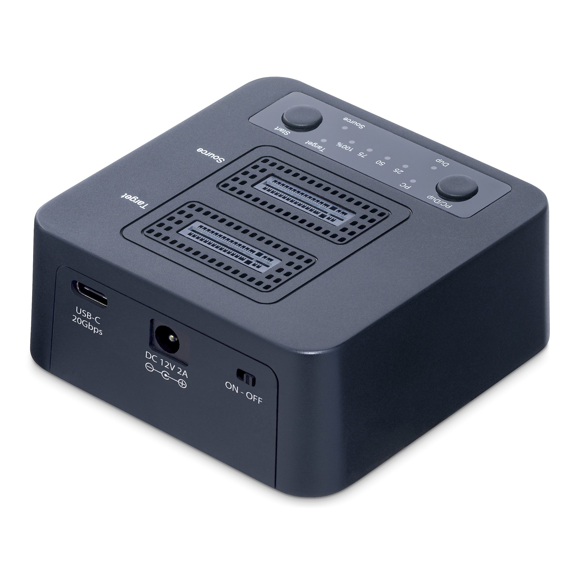 STARTECHCOM 11m2 NVMe Kopierstation 90GBm Unabhaengiger PCIe SSD DuplicatorClone Station USBC 20Gbps DualBay Dock