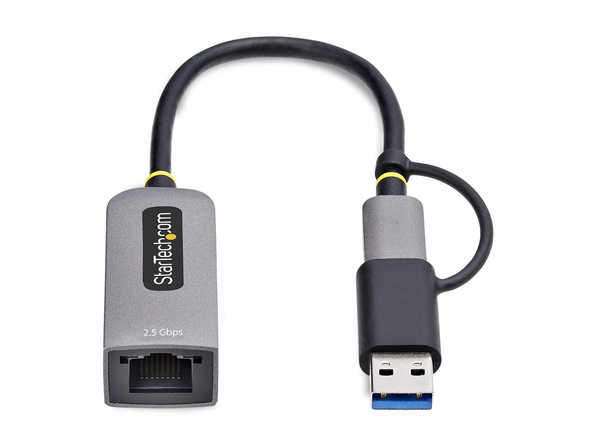 STARTECH.COM 2.5GbE USB C Ethernet Adapter mit USB-A Adapter USB-C LAN-RJ45 Netzwerkadapter USB 3.0 Typ-C 2.5Gb Netzwerk