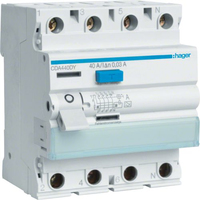Hager Fehlerstromschutzschalter CDA440DY 4P 6kA 40A 30mA Typ A Hager Fehlerstromschutzschalter CDA440DY 4P 6kA 40A 30mA Typ A
