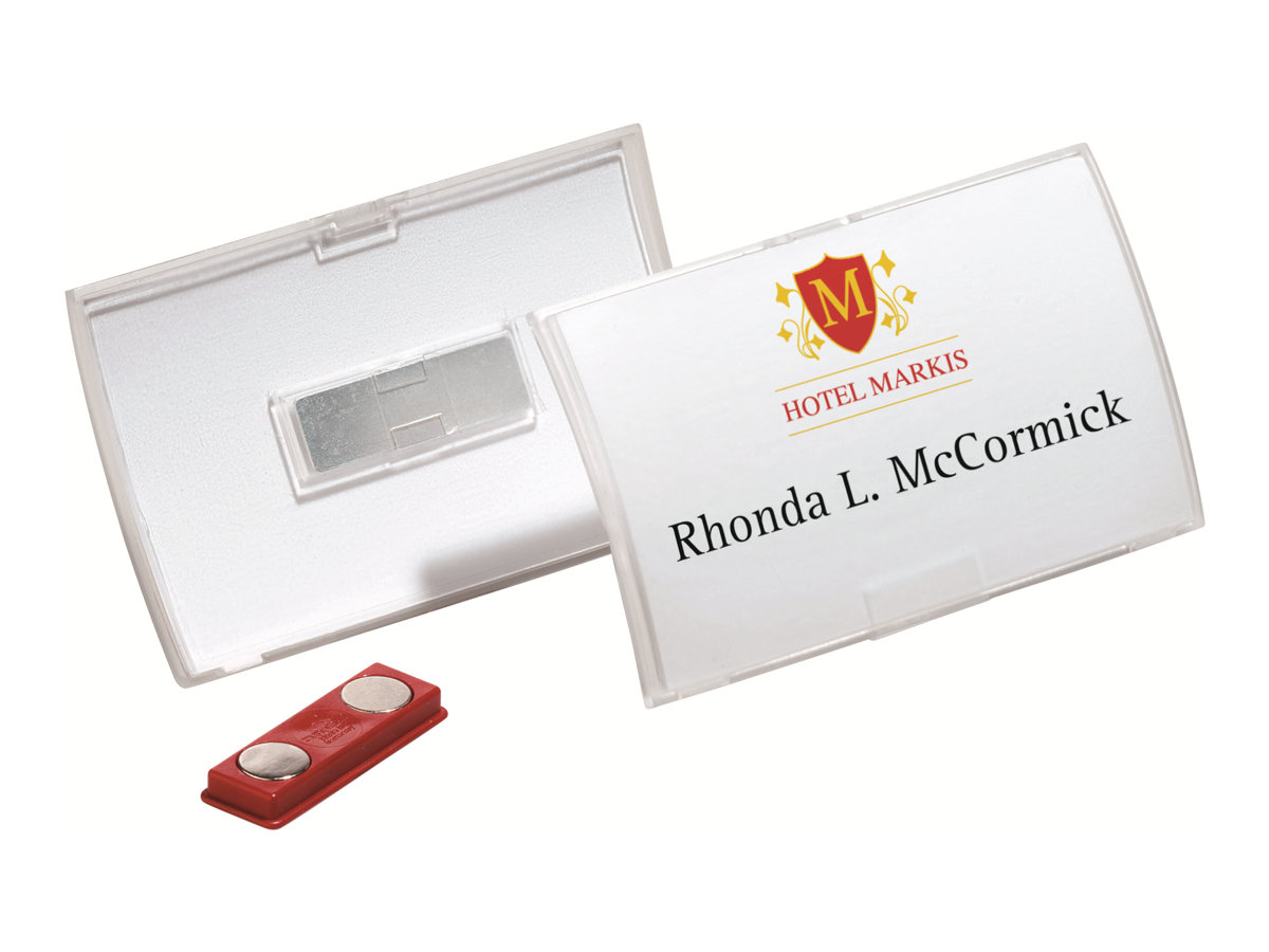 10 DURABLE Click Fold Namensschilder mit Magnet 9,0 x 5,4 cm
