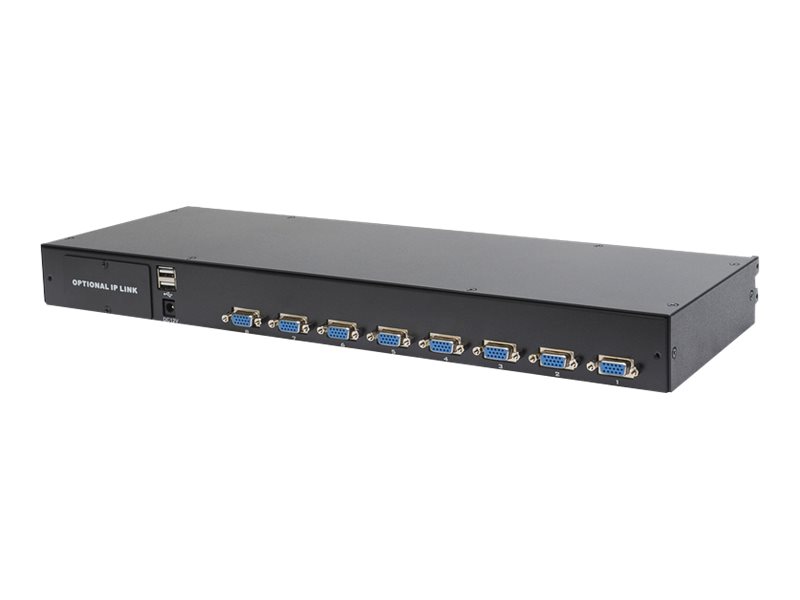DIGITUS Modulare Konsole mit 48,3cm 19Zoll TFT 8 Port KVM Touchpad deutsche Tastatur RAL 9005 schwarz