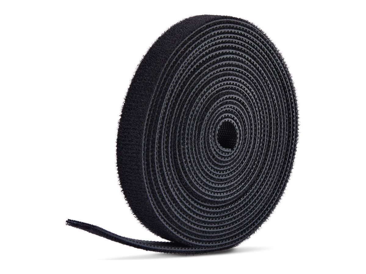 STARTECHCOM 22,8m Klettbandrolle schwarz 12,7mm breit zuschneidbar wiederverwendbare Kabelbinder Klettverschluss Rolle