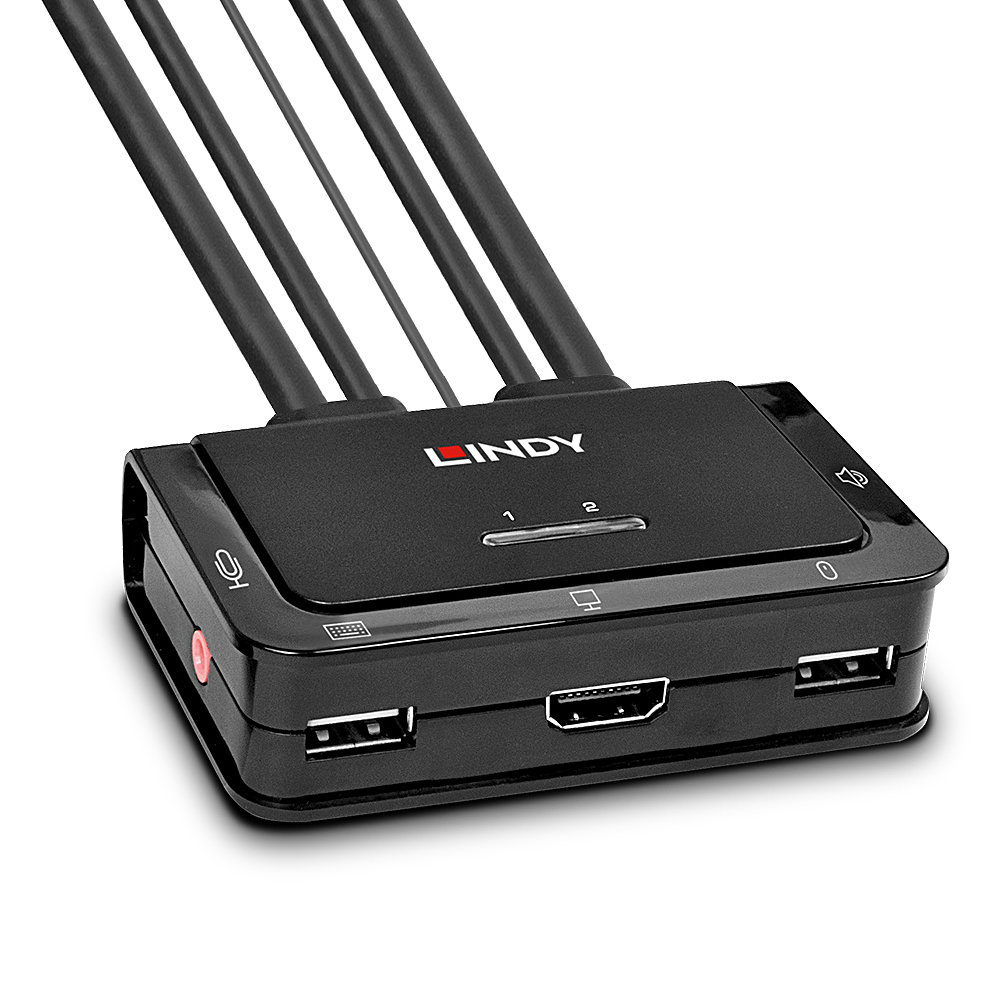 LINDY 2 Port HDMI 20 18G USB 20 Cable KVM Switch mit Audio