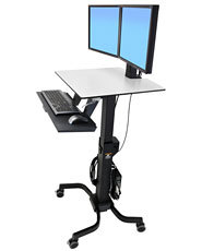 ERGOTRON WorkFit-C Steh-Sitz-Arbeitsplatz Dual HD Fahrwagen bis 61cm 24Zoll Displays 14,7kg.Anhebung bis 63cm VESA 75x75 100x100mm
