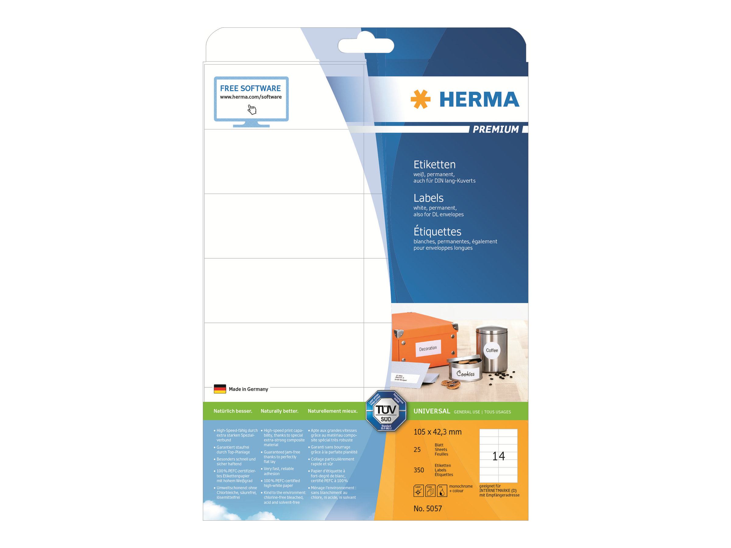 350 HERMA Etiketten 5057 weiss 105,0 x 42,3 mm 350 HERMA Etiketten 5057 weiss 105,0 x 42,3 mm