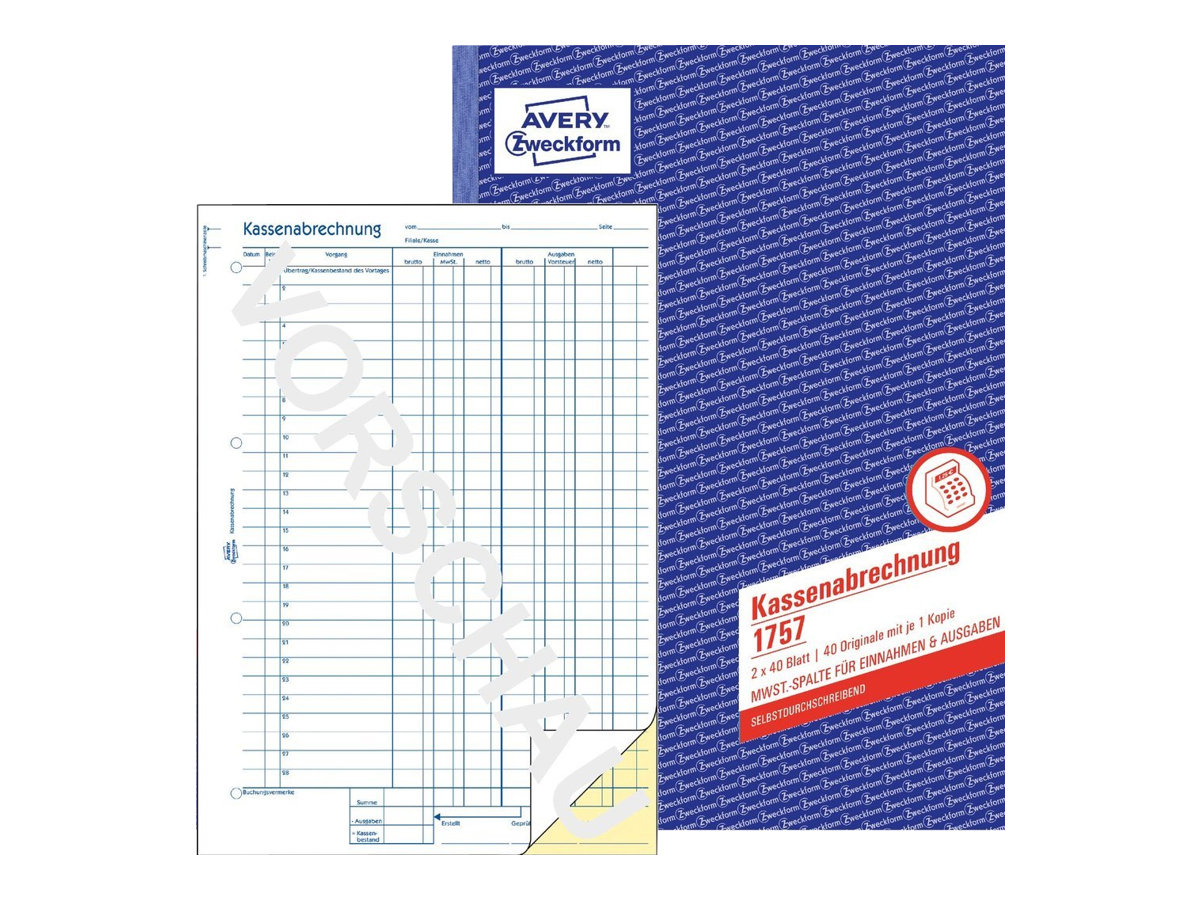 AVERY Zweckform Kassenbuch/EDV Formularbuch