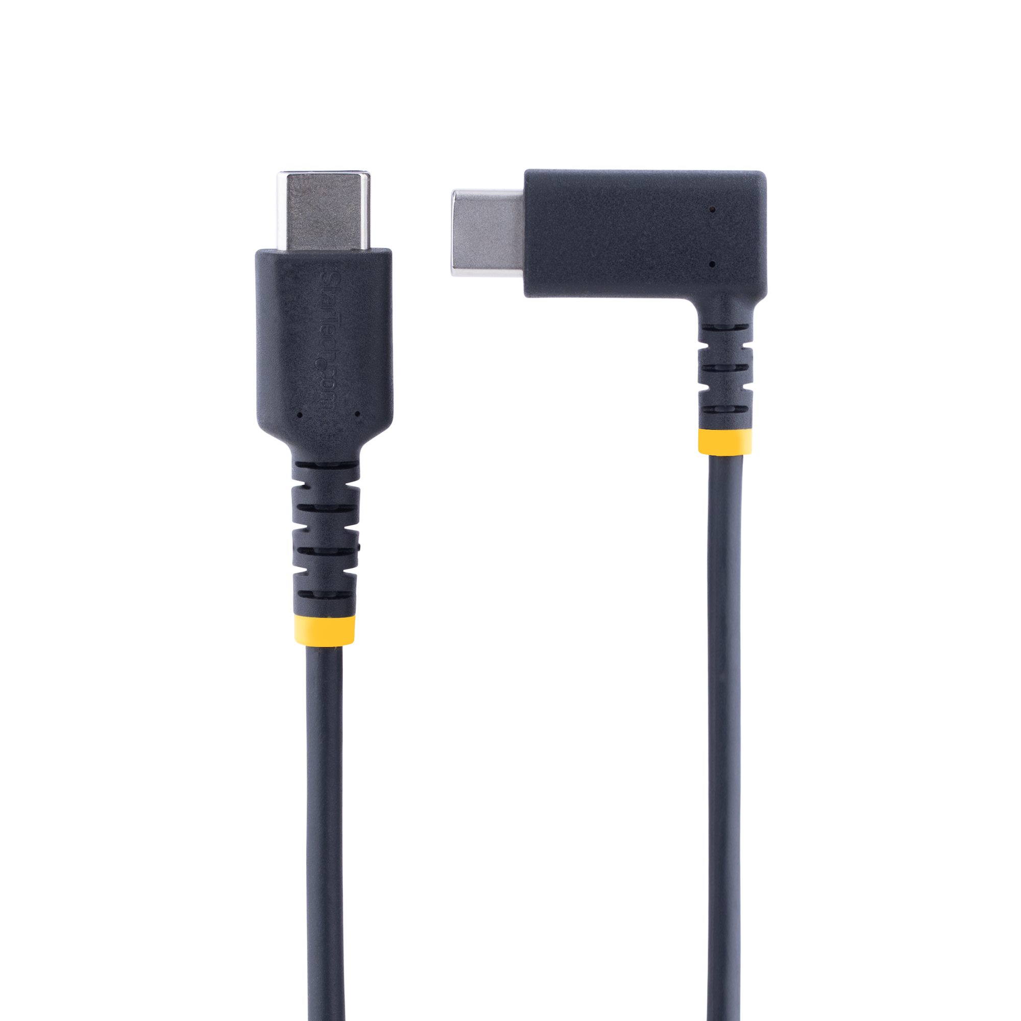 STARTECHCOM 6in 15cm USB C Charging Cable Right Angle 60W PD 3A Heavy Duty Fast Charge USBC Cable Durable Rugged Aramid Fiber