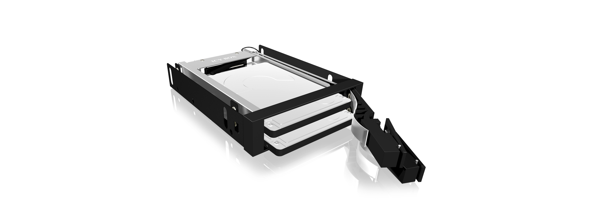 Wechselrahmen 2xSATA 25 zu 2xSATA Host traegerlos fuer 35 Schacht ICY BOX