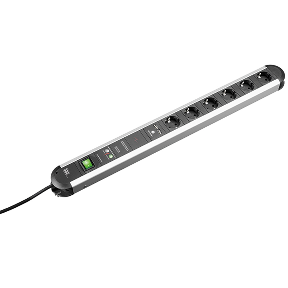 Bachmann Steckdosenleiste PRIMO ALU, 6-fach, schwarz 1,0m, ohne Schalter
