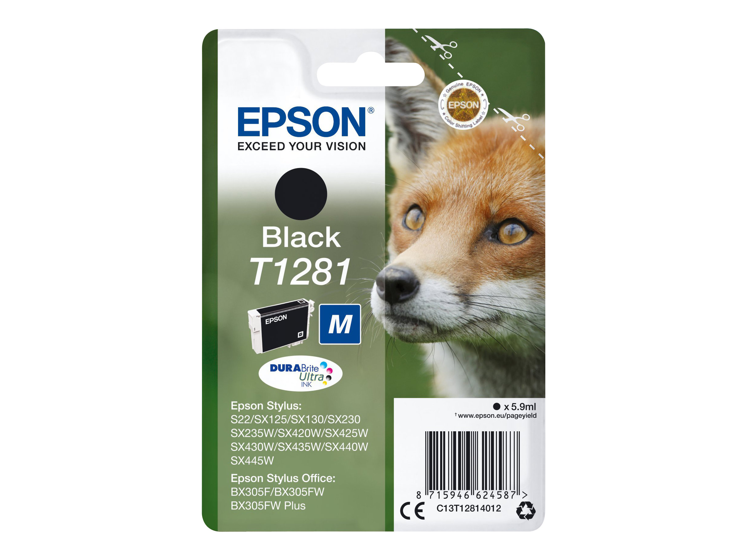 EPSON 6LB T1281 ink cartridge black standard capacity 5.9ml 1-pack blister without alarm EPSON 6LB T1281 ink cartridge black standard capacity 5.9ml 1-pack blister without alarm