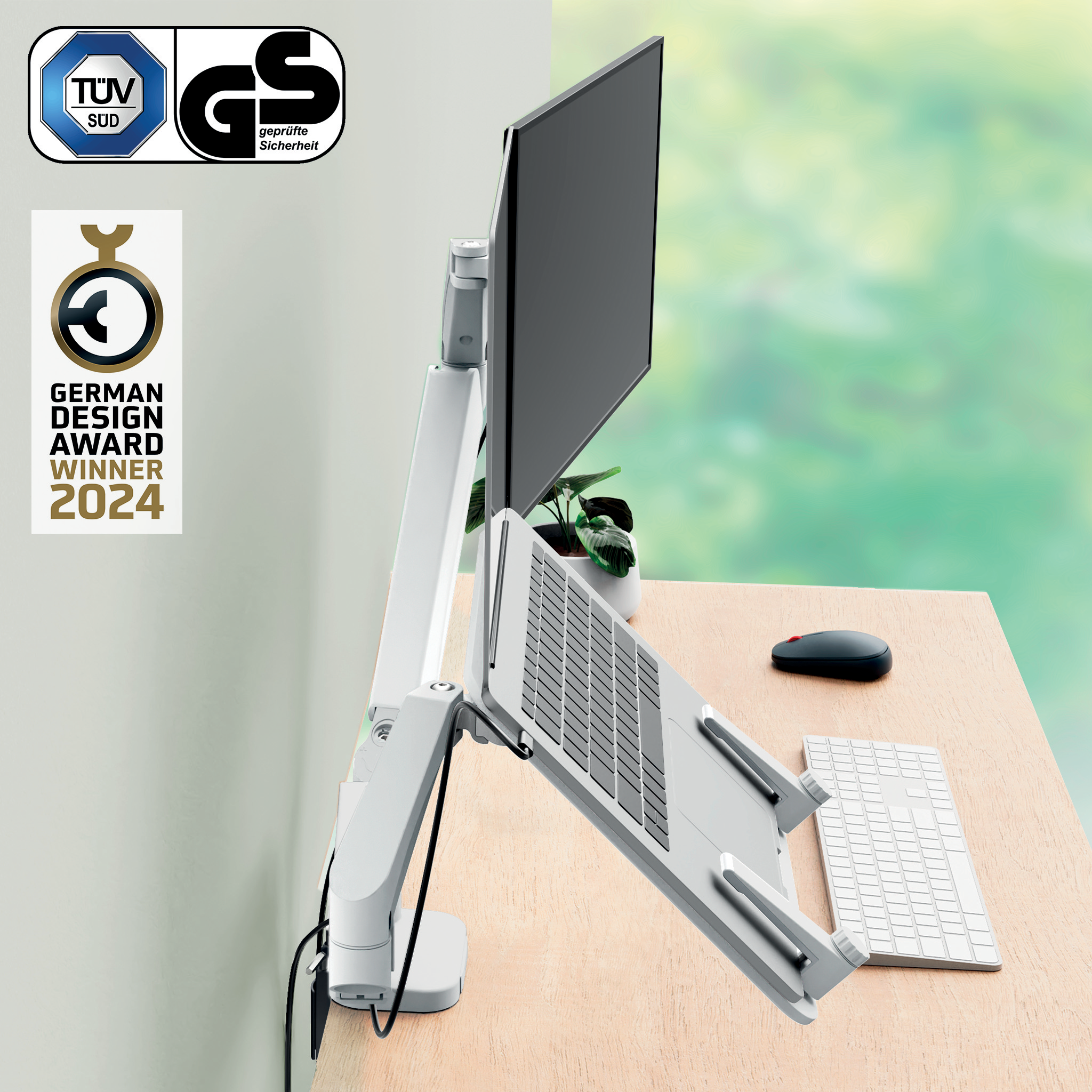Esselte Leitz Laptop-Monitor-Halterung Ergo 65380085 1 Monitor 1 Laptop lichtgrau