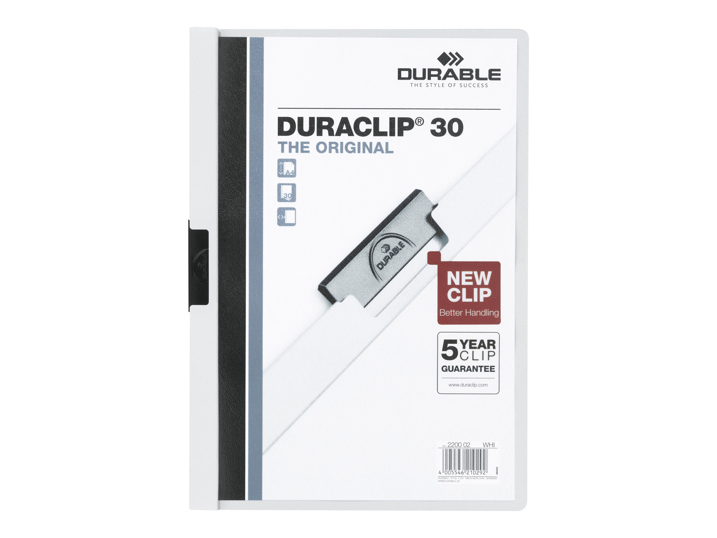 5 DURABLE Klemmhefter DURACLIP weiss 5 DURABLE Klemmhefter DURACLIP weiss