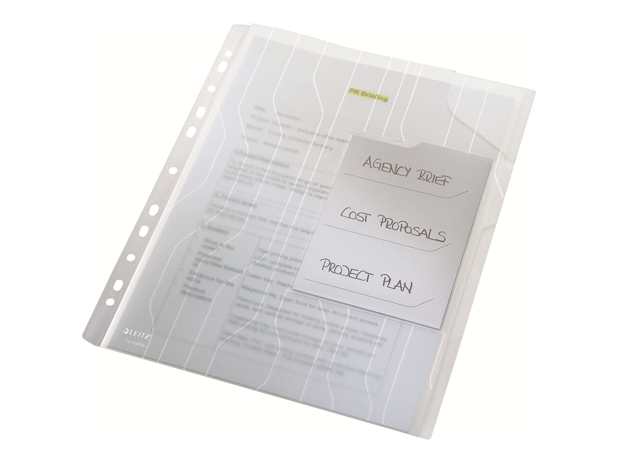 3 LEITZ Organisationshuellen CombiFile DIN A4 transparent genarbt 0,20 mm