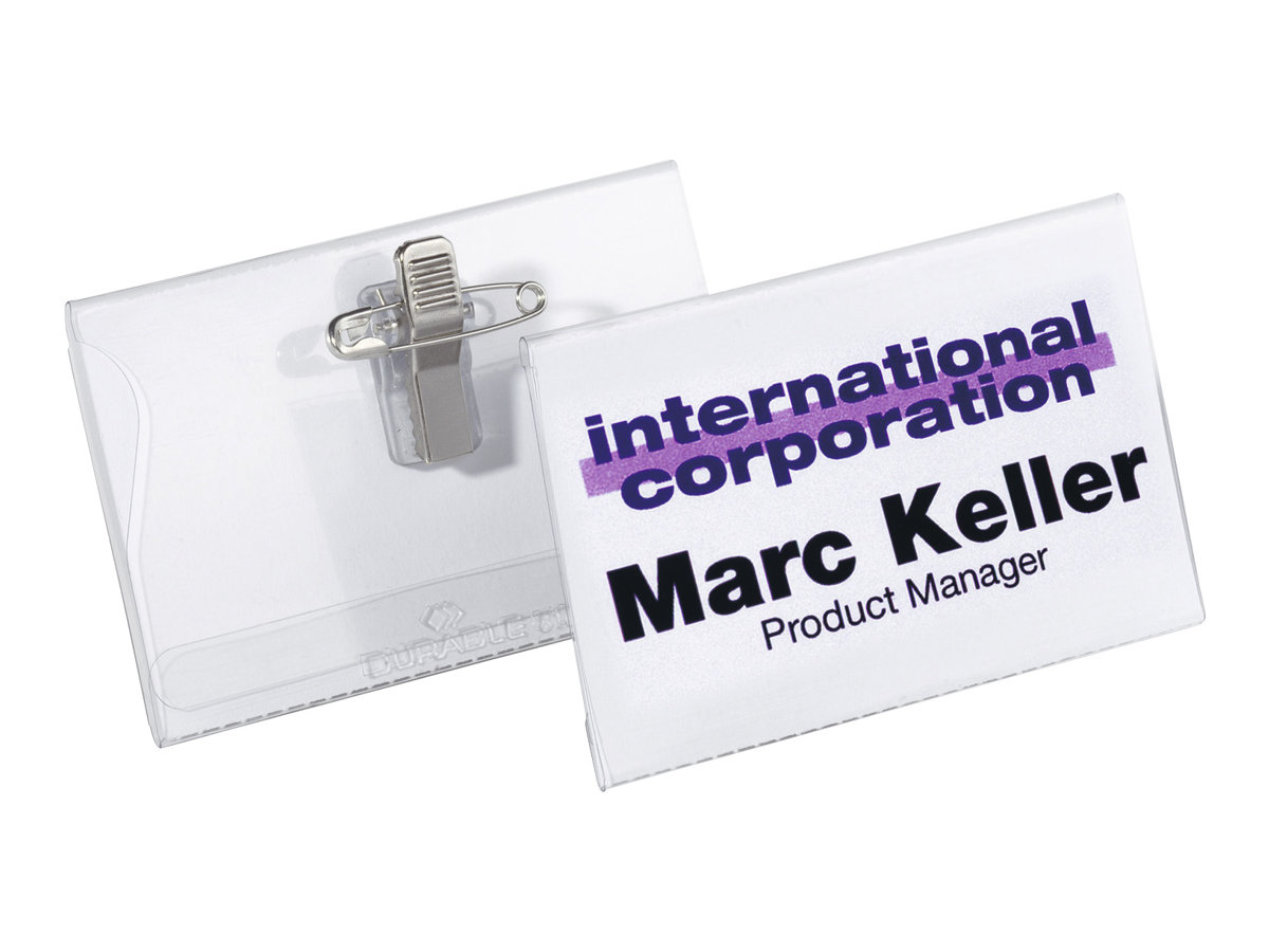 50 DURABLE Namensschilder mit Kombiklemme 9,0 x 5,4 cm 50 DURABLE Namensschilder mit Kombiklemme 9,0 x 5,4 cm