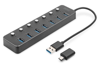 DIGITUS USB 3.0 Hub, 7-port, schaltbar, Aluminium Gehäuse
