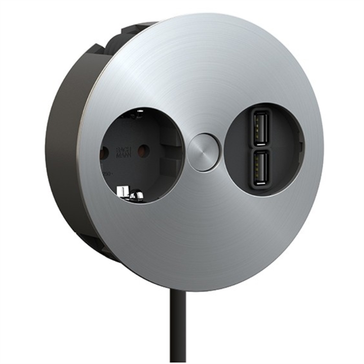 Bachmann Twist 2S Einbausteckdose mit USB Charger, Edelstahl