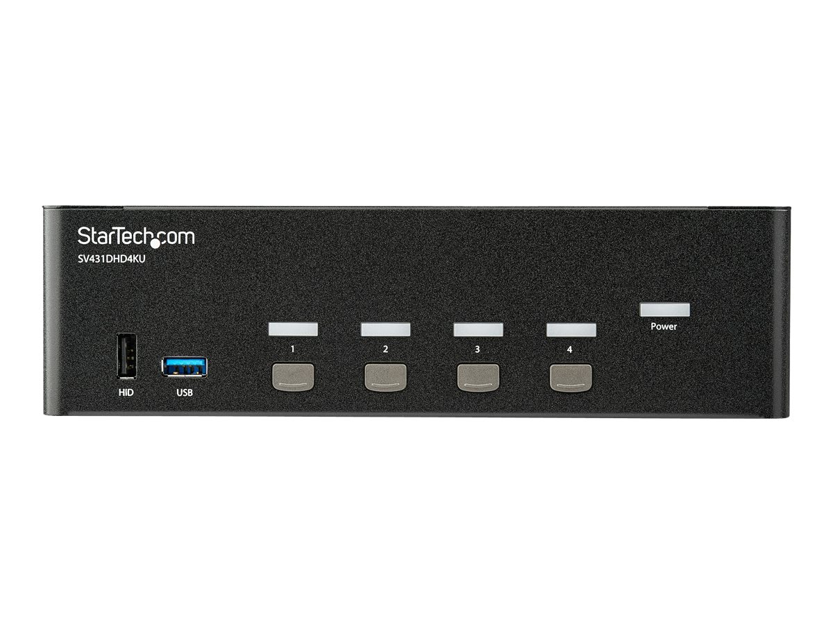 StarTech.com KVM Switch HDMI 4 Port - 4K 30 Hz - KVM Extender für HDMI - KVM HDMI Umschalter - KVM-/Audio-/USB-Switch - 4 Anschlüsse - an Rack montierbar