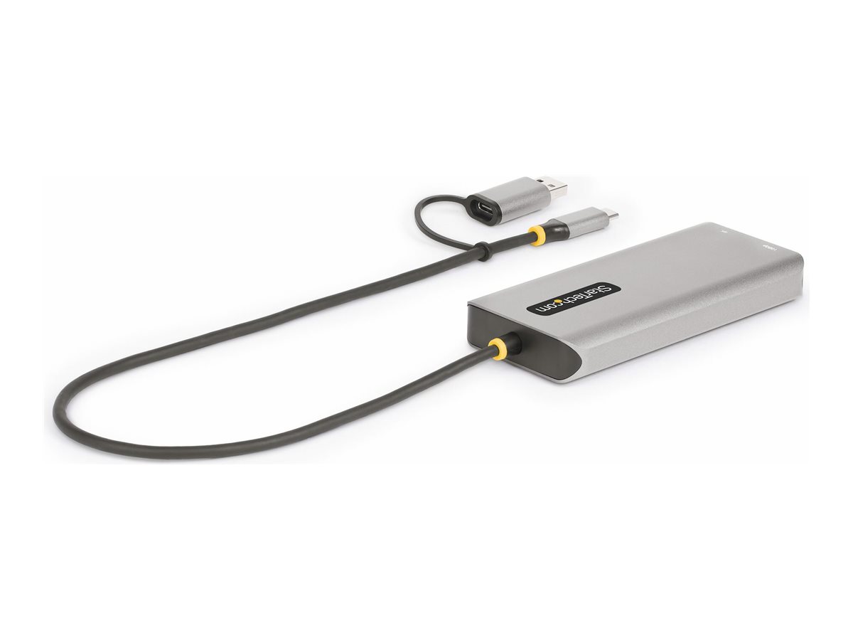 STARTECH.COM USB-C and USB-A Multiport Adapter Dual HDMI 4K/1080p 3Port USB Hub USB-C to A Dongle Mini Travel Laptop Docking Station
