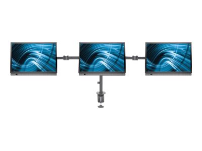 MANHATTAN LCD Monitorhalterung fuer 3 Displays zweichfach schwenkbar Tischhalterung mit 2 Monitorarmen bis 68,58cm 27Zoll schwarz