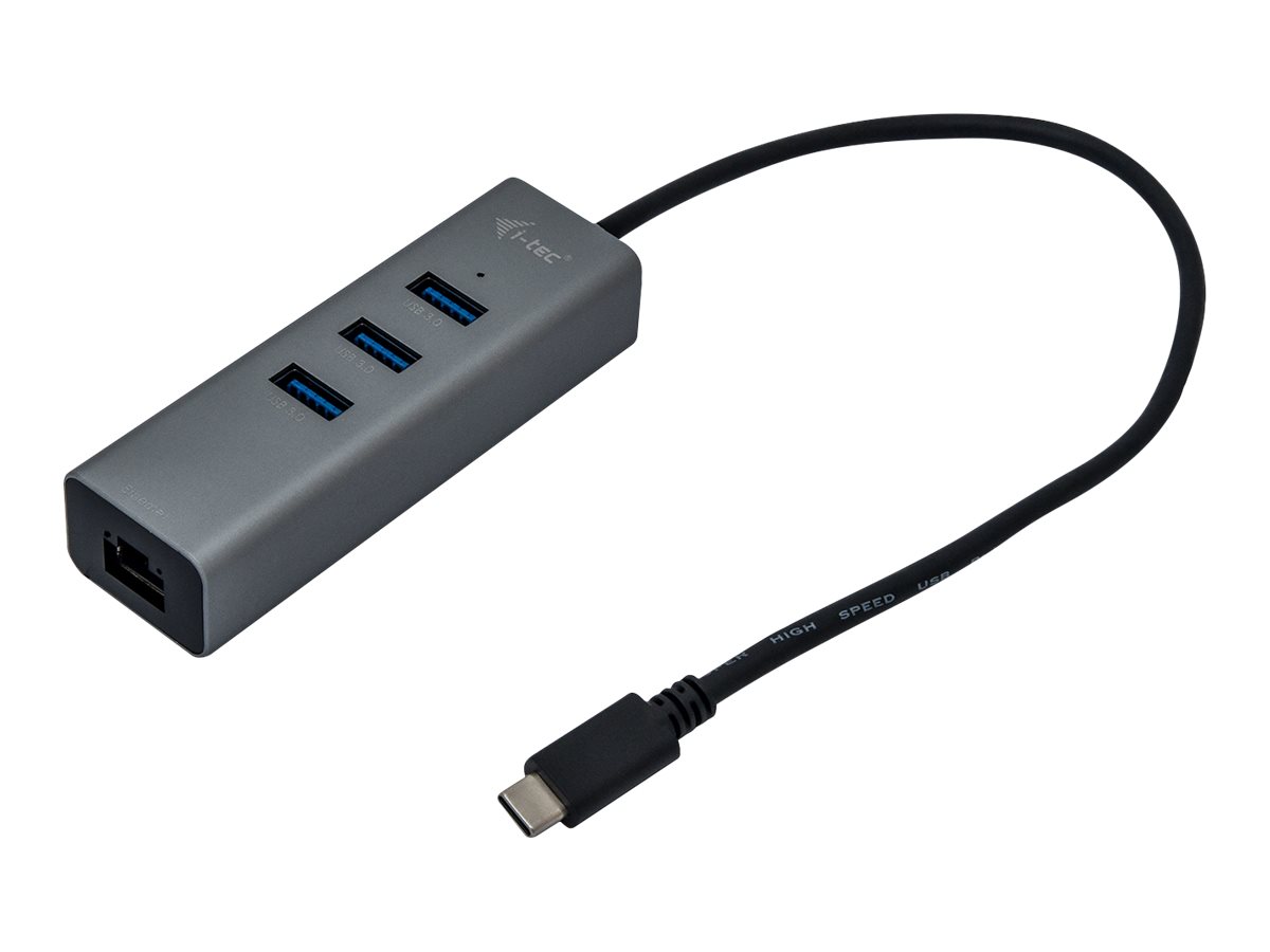 I-TEC USB-C Metal 3-Port HUB mit Gigabit Ethernet Adapter 1x USB-C auf RJ-45 3x USB 3.0 Port LED-Anzeige kompatible mit TB 3 I-TEC USB-C Metal 3-Port HUB mit Gigabit Ethernet Adapter 1x USB-C auf RJ-45 3x USB 3.0 Port LED-Anzeige kompatible mit TB 3