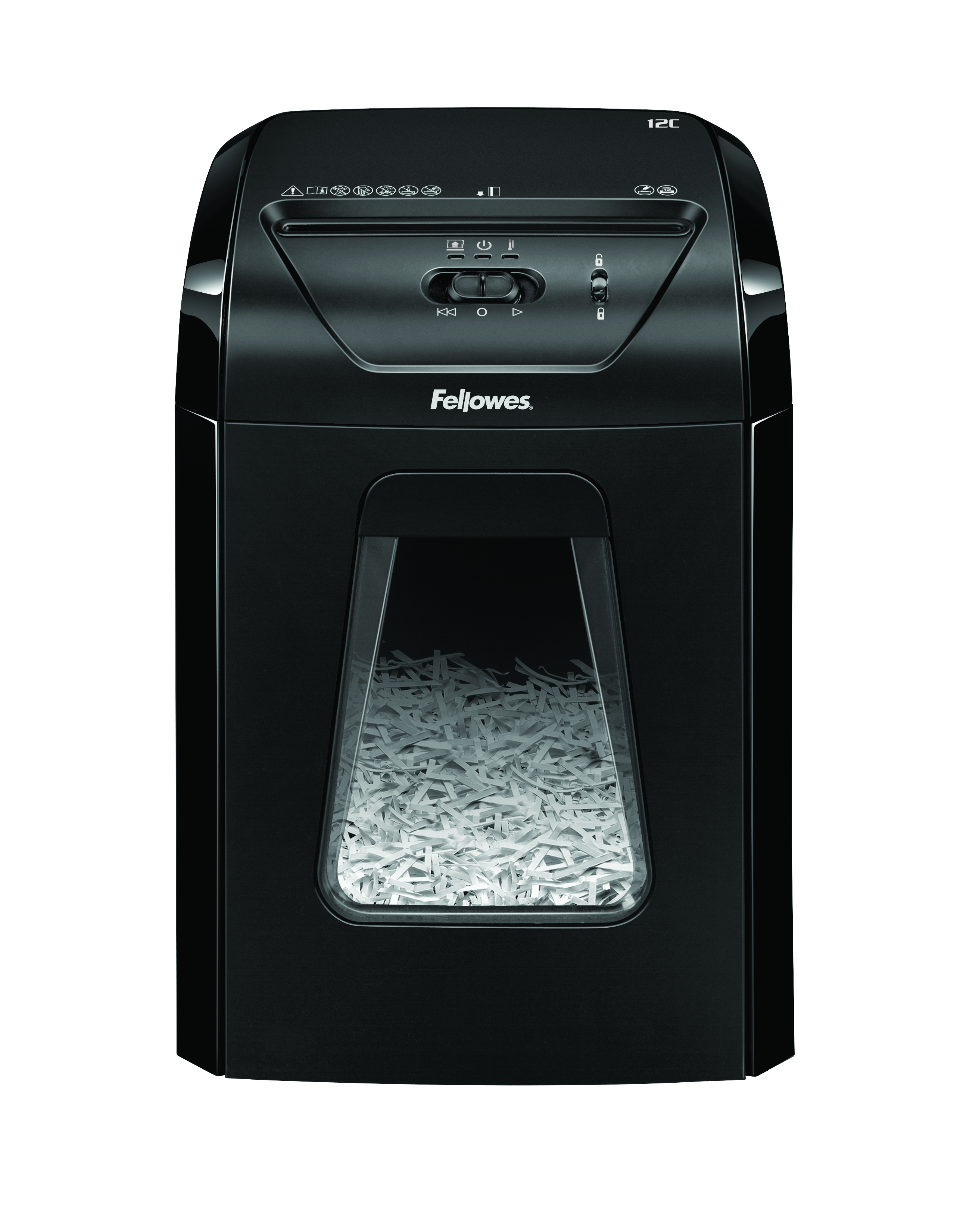 Fellowes Powershred 12C Aktenvernichter mit Partikelschnitt P4, 4 x 40 mm, bis 11 Blatt, schwarz