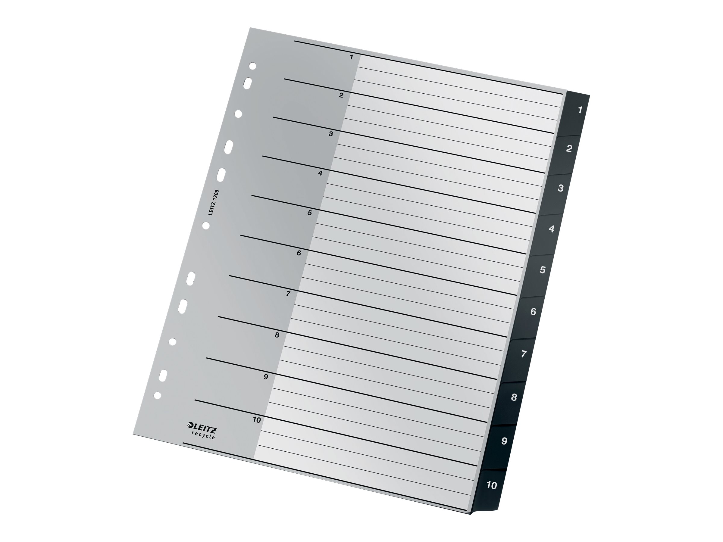 LEITZ Ordnerregister recycle 1208 Vollformat, ueberbreite 1-10 schwarz 10-teilig, 1 Satz LEITZ Ordnerregister recycle 1208 Vollformat, ueberbreite 1-10 schwarz 10-teilig, 1 Satz