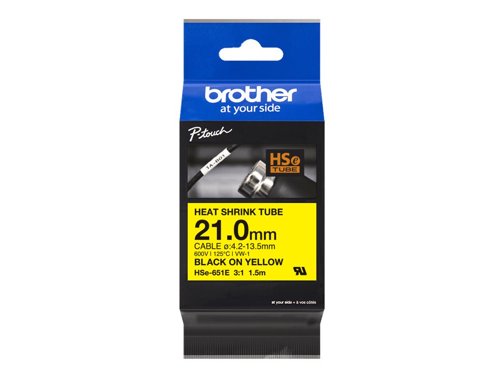 Schrumpfschlauchkassette Brother 21,0mm gelb/schwarz  HSE651