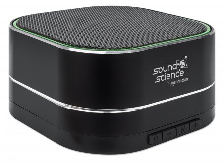 MANHATTAN Sound Science Metallic LED BluetoothLautsprecher Bluetooth 50 Mikrofon Bedienelemente FMRadio MicroSDSlot schwarz