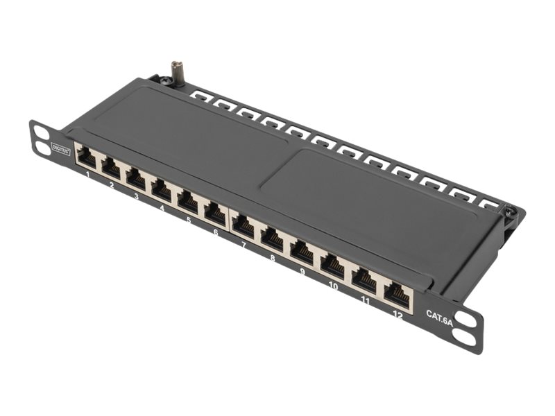 DIGITUS CAT 6A Patch Panel, geschirmt,12Port 12HE, schwarz