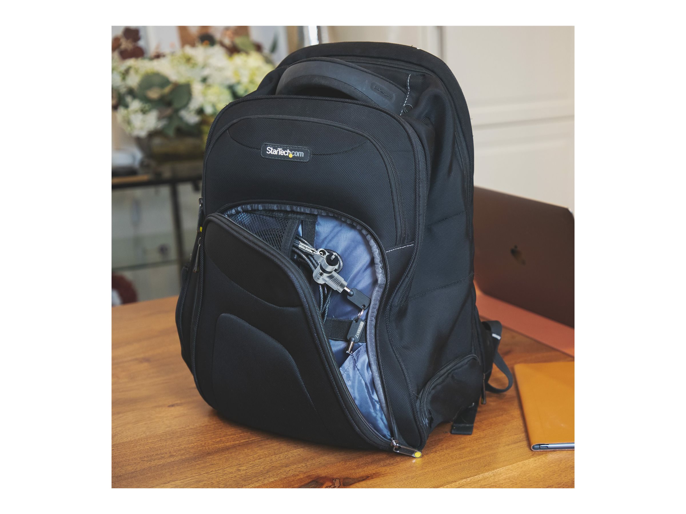 STARTECH.COM Universal Laptop Lock 6.6ft Security Cable For Notebook Compatible w/ Noble Wedge/Nano/K-Slot Keyed Locking Cable