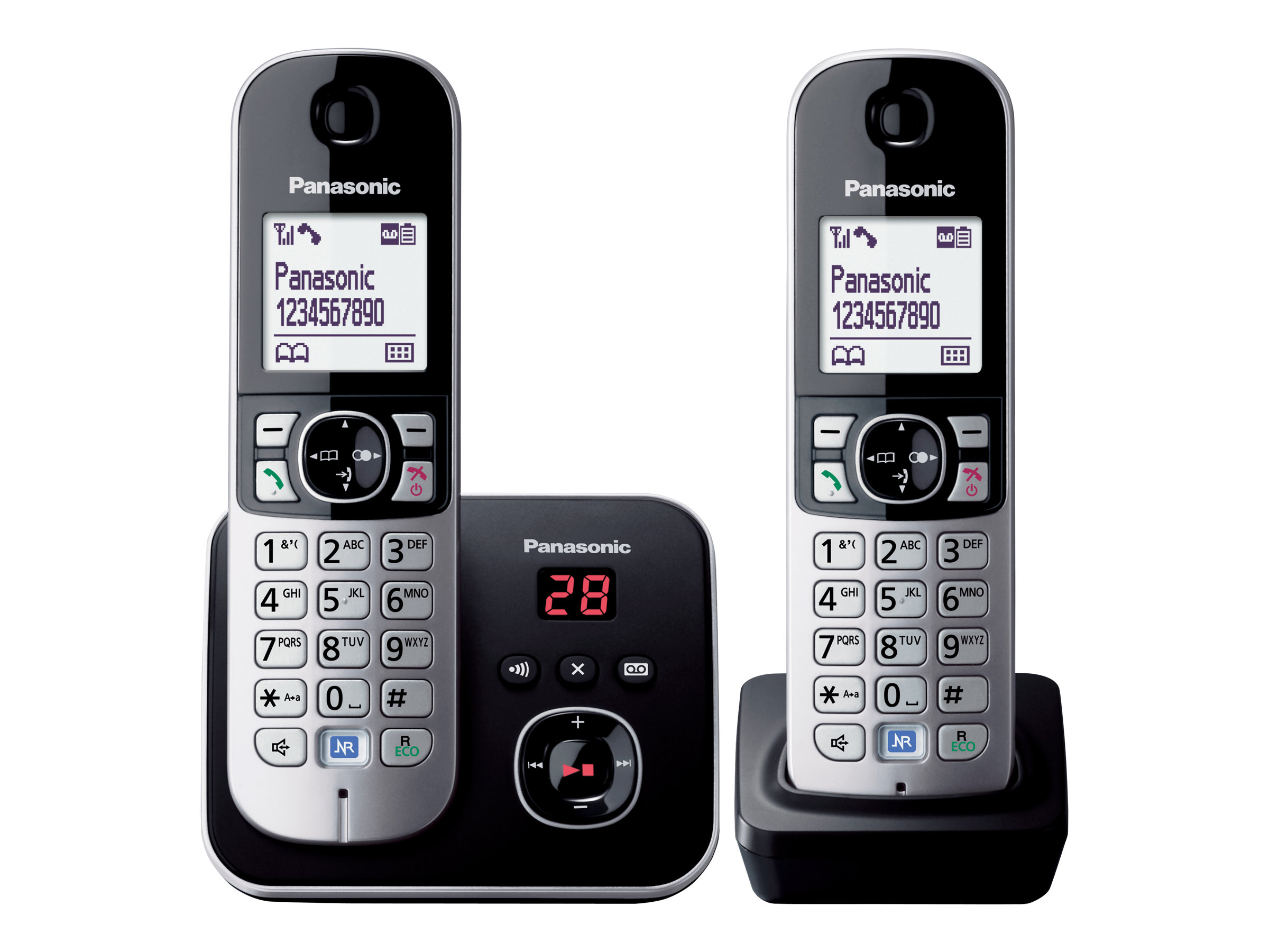 Panasonic KXTG6822GB Schnurloses TelefonSet mit Anrufbeantworter schwarzsilber