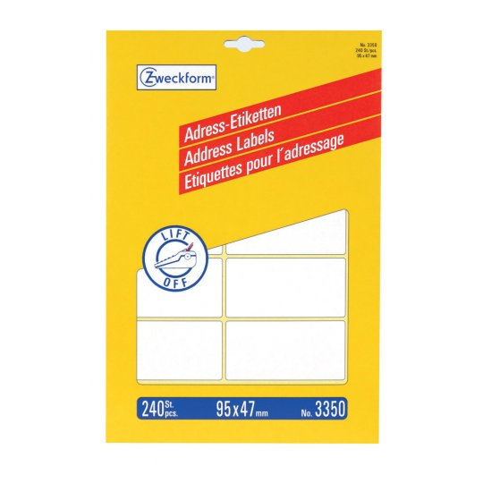 240 AVERY Zweckform Adressetiketten 3350 weiss 95,0 x 47,0 mm