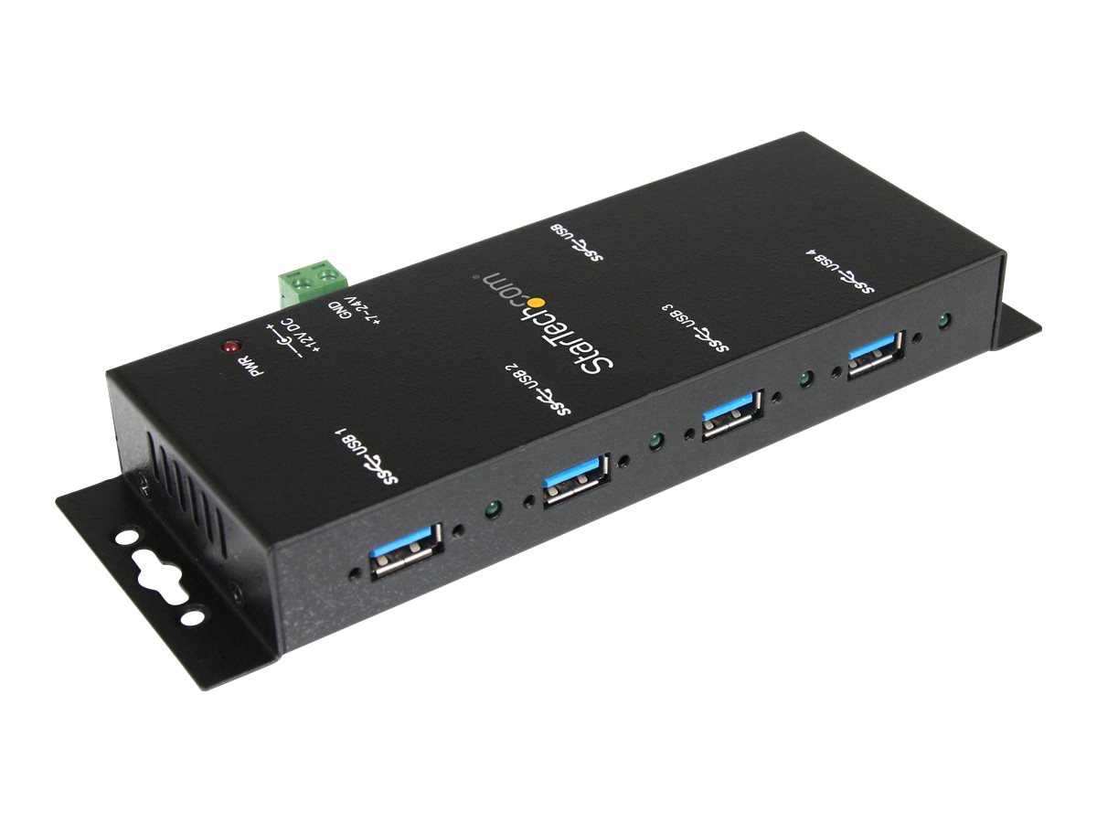StarTech.com Montierbarer 4 Port Industrieller USB 3.0 SuperSpeed Hub inkl. Netzteil - Hub - 4 Anschlüsse
