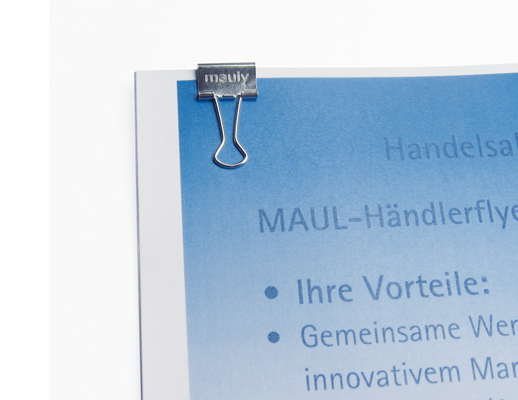 12 MAUL Foldbackklammern silber 1,9 cm