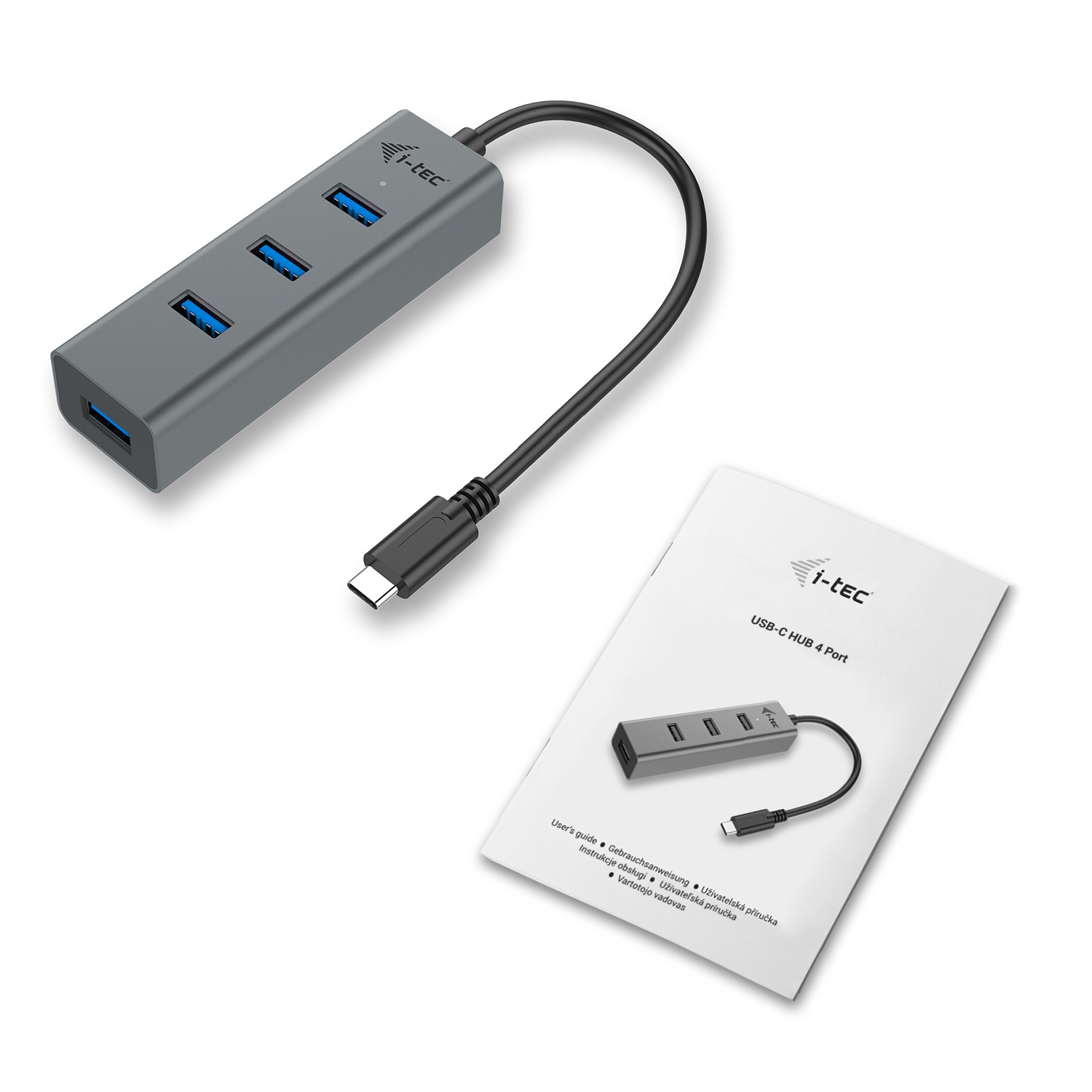 ITEC USB C Metal HUB 4 Port ohne Netzteil ideal fuer Notebook Tablet PC Unterstuetzt Win Mac OS kompatibel mit Thunderbolt 3