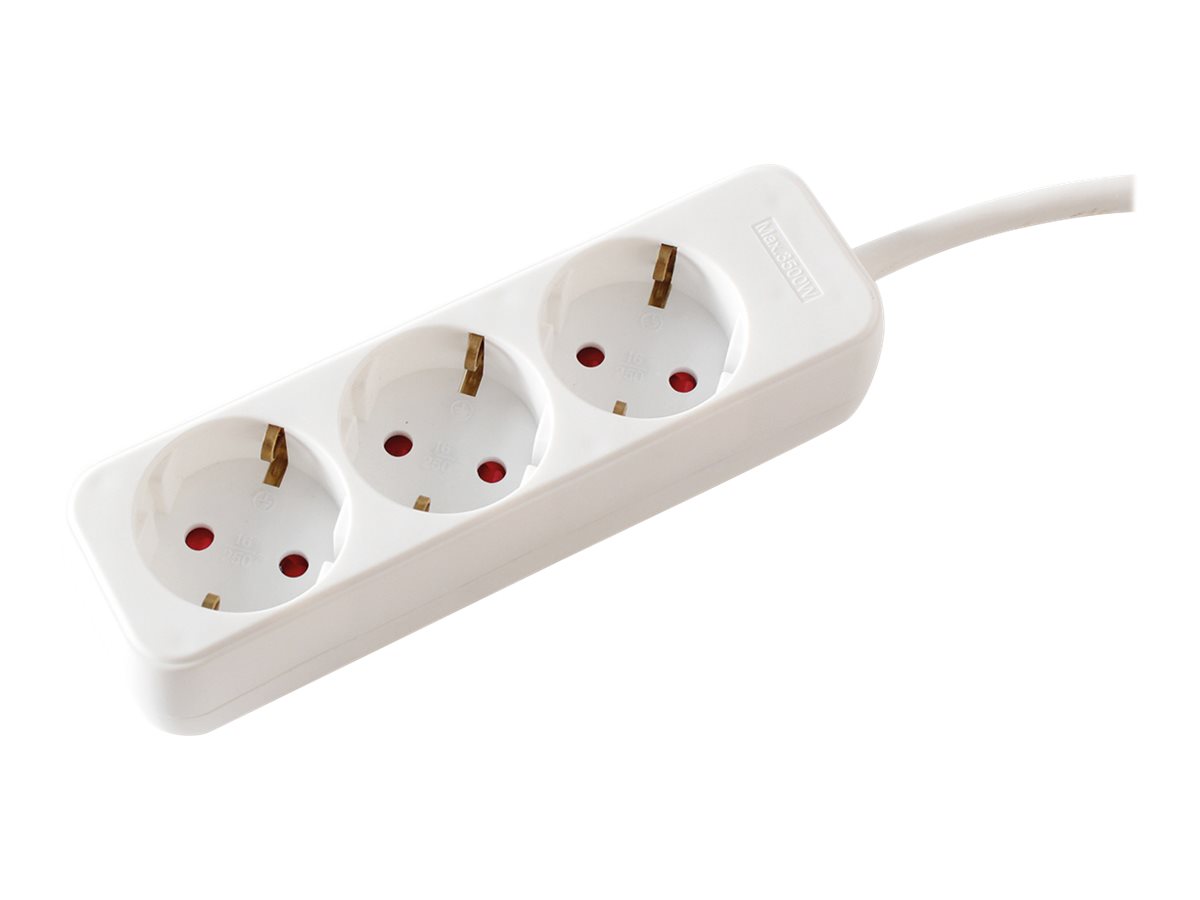 VALUE 3fach Steckdosenleiste ohne Schalter weiss 3m
