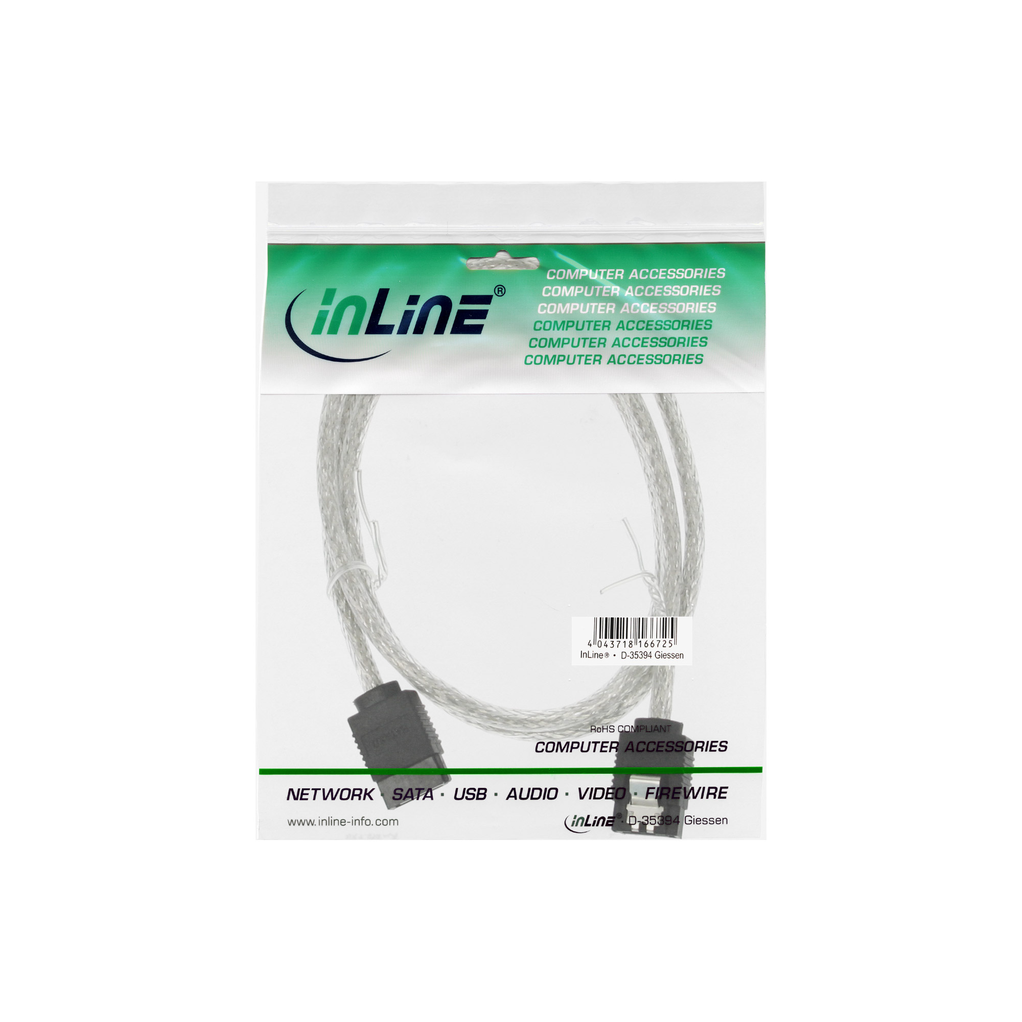 INLINE SATA 6Gb/s Kabel rund mit Lasche 0,75m