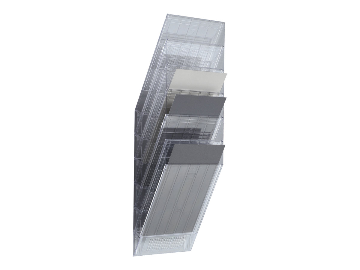 DURABLE Wandprospekthalter FLEXIBOXX transparent DIN A4 hoch 6 Faecher
